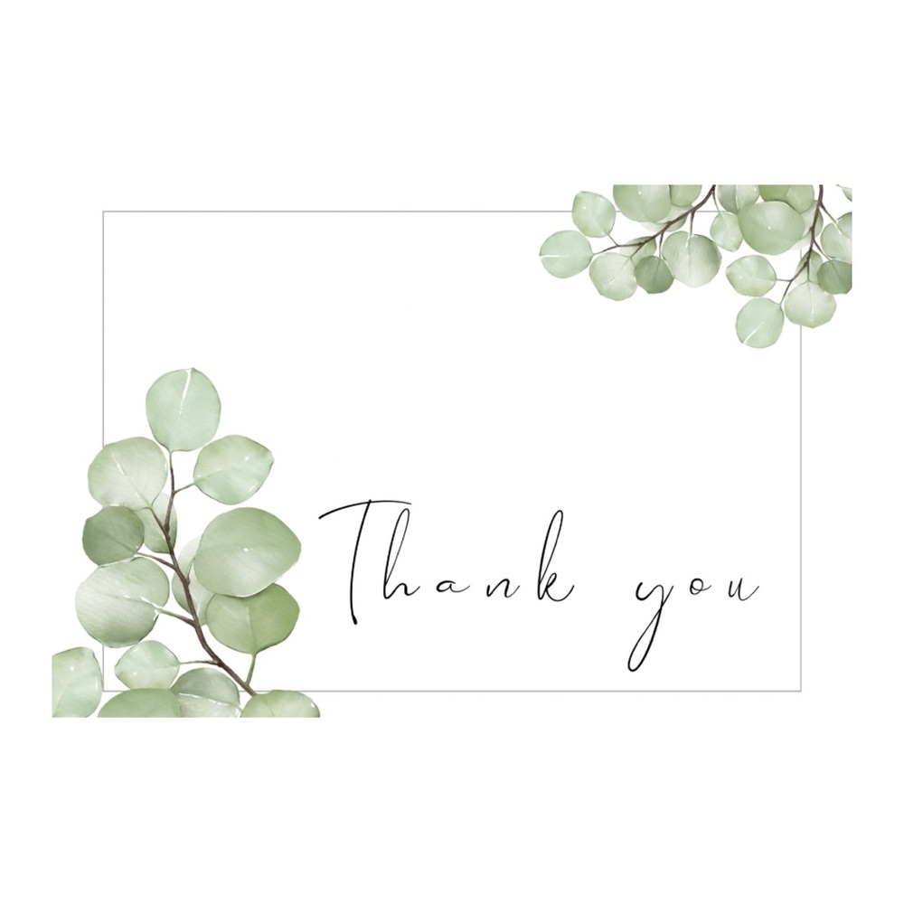5/$25 10 Botanical Thank You Cards with Green Leaves